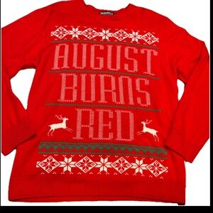 BANDMERCH August Burns Red Ugly Sweater CHRISTMAS snowflakes Deer Winter XL Mens